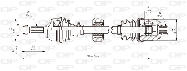 OPEN PARTS Piedziņas vārpsta DRS6037.00